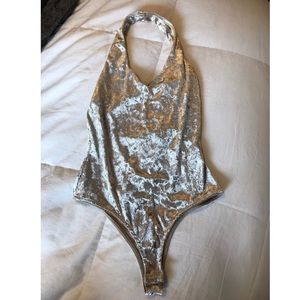 Tan velvet bodysuit
